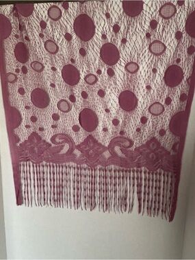 Pink Hallow Lace Fringe Scarf Shawl